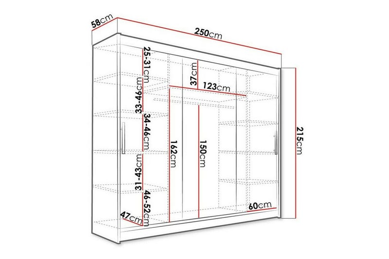 Glenmore Børneskab 250x215 cm - Brun - Møbler - Børnemøbler - Opbevaring børneværelse - Børneskab