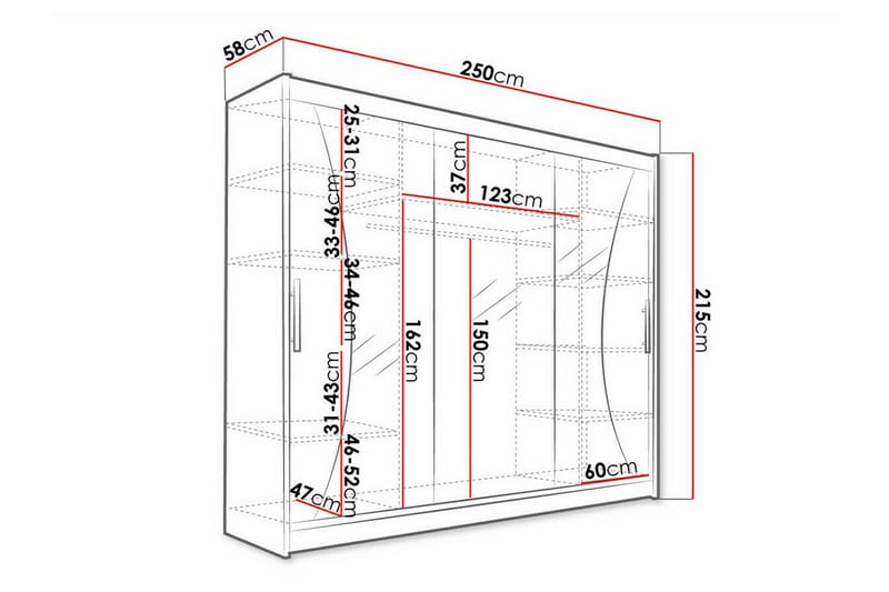 Glenmore Børneskab 250x215 cm - Brun - Møbler - Børnemøbler - Opbevaring børneværelse - Børneskab