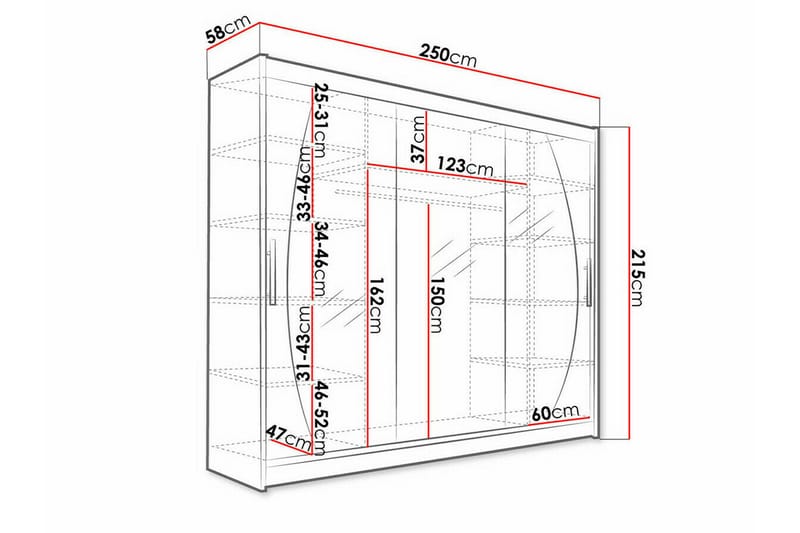 Glenmore Børneskab 250x215 cm - Brun - Møbler - Børnemøbler - Opbevaring børneværelse - Børneskab