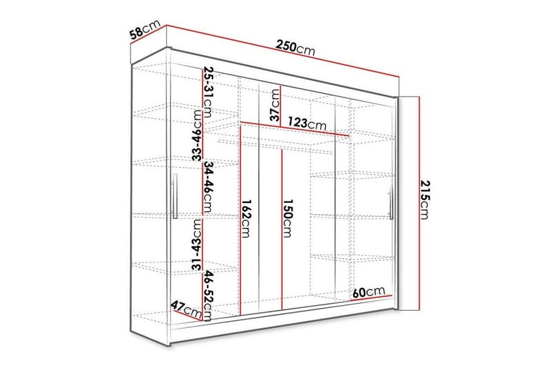 Glenmore Børneskab 250x215 cm - Sort - Møbler - Børnemøbler - Opbevaring børneværelse - Børneskab