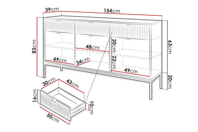 Klinkerville Kaappi 154x83 cm - Hvid - Møbler - Børnemøbler - Opbevaring børneværelse - Børneskab