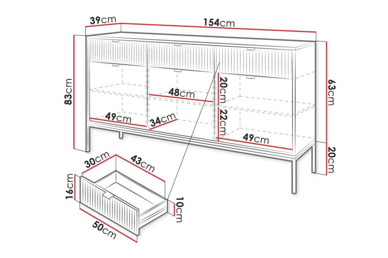 Klinkerville Skab 154x83 cm - Hvid - Møbler - Børnemøbler - Opbevaring børneværelse - Børneskab