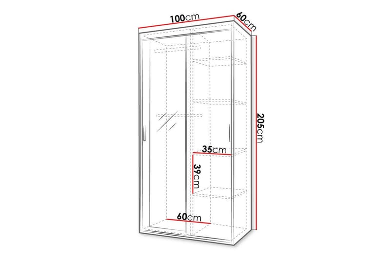 Midford Børneskab 100x205 cm - Hvid - Møbler - Børnemøbler - Opbevaring børneværelse - Børneskab