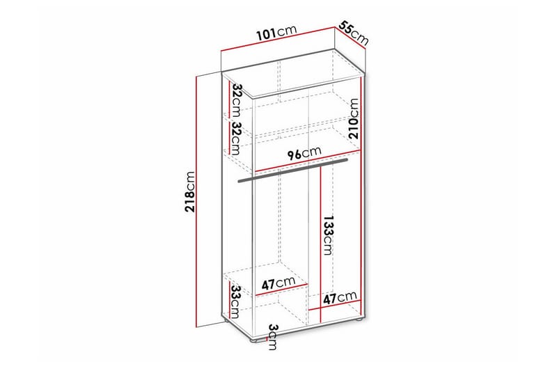 Rathmore Børneskab 101x218 cm - Lysegrå - Møbler - Børnemøbler - Opbevaring børneværelse - Børneskab