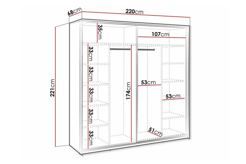 Rathmore Børneskab 220x221 cm - Sort - Møbler - Børnemøbler - Opbevaring børneværelse - Børneskab