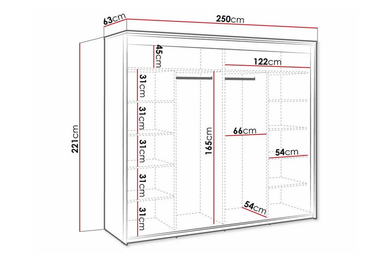 Rathmore Børneskab 250x221 cm - Sort - Møbler - Børnemøbler - Opbevaring børneværelse - Børneskab