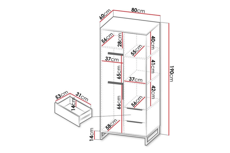 Staffin Børneskab 80x190 cm - Hvid - Møbler - Børnemøbler - Opbevaring børneværelse - Børneskab