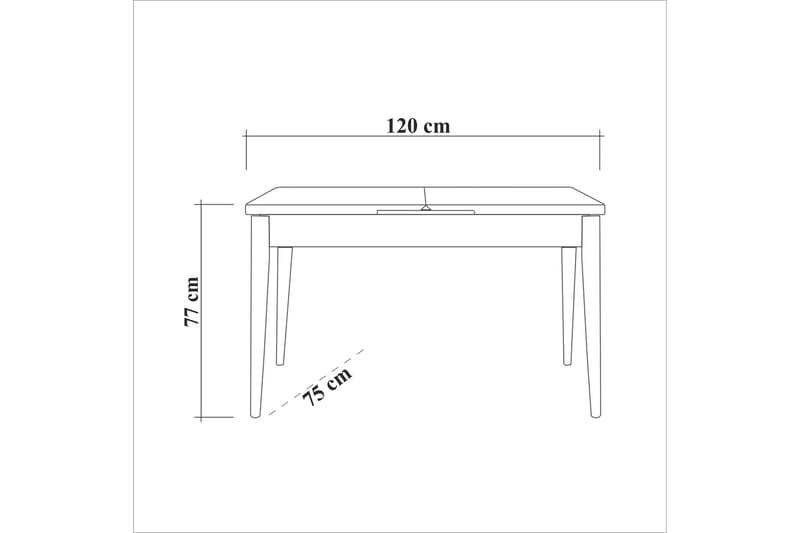 Oliver Spisebord 120x75 cm + 2 stk Spisestole + Bænk Hvid/Brun - Hanah Home - Møbler - Borde - Spisebordssæt