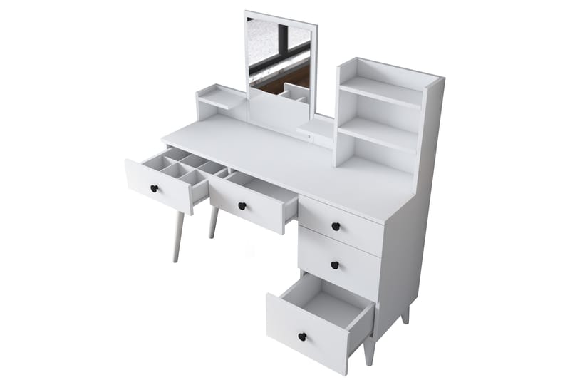 Junji Sminkebord 118,2x93,8 cm Hvid - Hanah Home - Møbler - Borde - Sminkebord & konsolbord