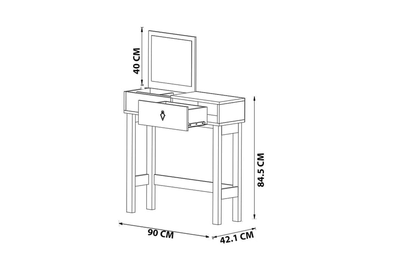 Kuro Sminkebord 90x84,5 cm Hvid - Hanah Home - Møbler - Borde - Sminkebord & konsolbord