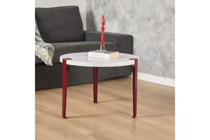 Fregoia Sofabord 60 cm Hvit/Rød - Hanah Home - Møbler - Borde - Sofabord