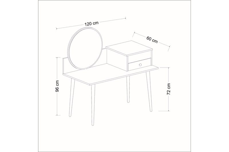 Straat Sminkebord 120x96 cm Sort/Brun - Hanah Home - Møbler - Borde - Sminkebord & konsolbord