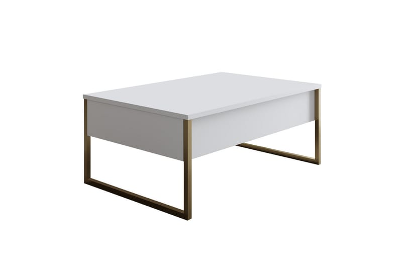 Luxe Sofabord 90x40 cm Hvid/Guld - Hanah Home - Møbler - Borde - Sofabord