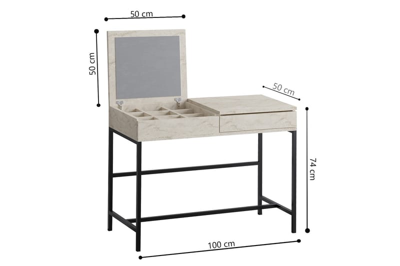 Achberg Sminkebord 100 cm - Beige - Møbler - Borde - Sminkebord & konsolbord