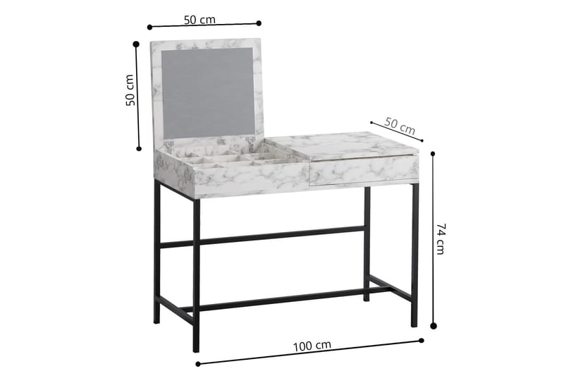 Achberg Sminkebord 100 cm - Hvid Marmor - Møbler - Borde - Sminkebord & konsolbord