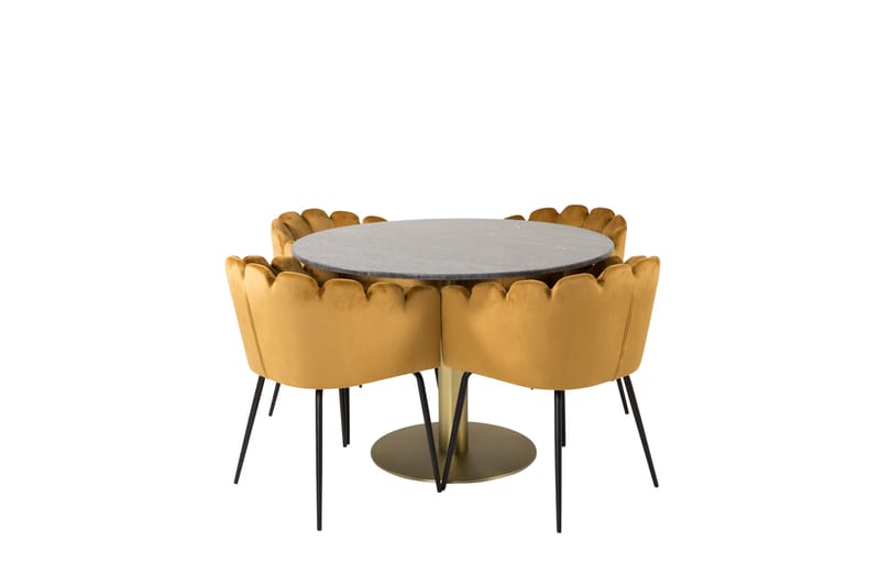 Admira Spisebordssæt 106 cm Rund med 4 Limhamn Stole - Sort/Guld - Spisebordssæt