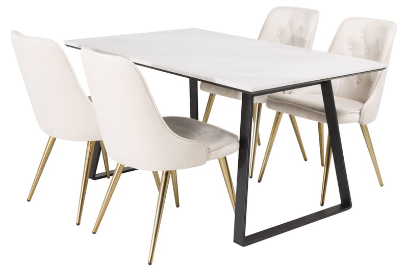 Admira Spisebordssæt 140 cm Rektangulær med 4 Valera Stole - Beige - Spisebordssæt