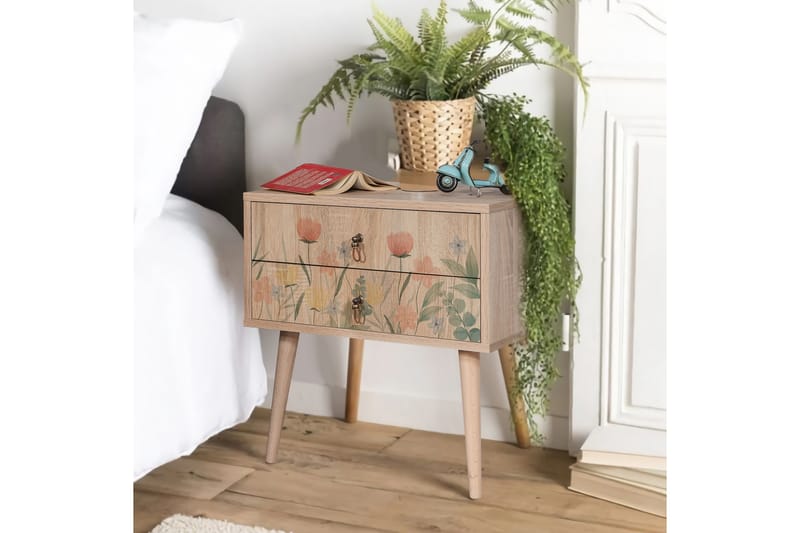 Bertoaria Natbord 60x40 cm Brun - Hanah Home - Møbler - Borde - Aflastningsbord - Sengebord