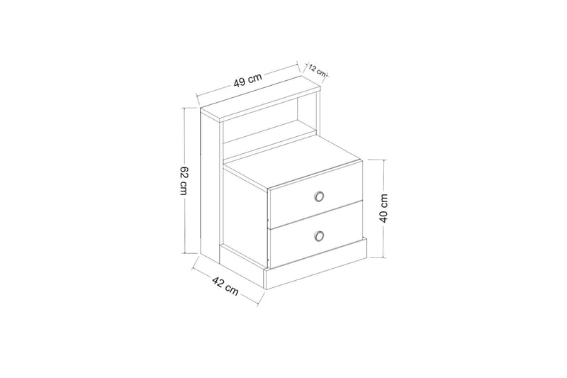 Berdez Natbord 62x42 cm Antracit/Hvid - Hanah Home - Møbler - Borde - Aflastningsbord - Sengebord