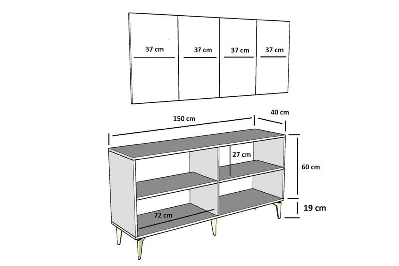 Asimo Konsolbord 150 cm - Antracit/Hvid - Møbler - Borde - Aflastningsbord - Entrébord