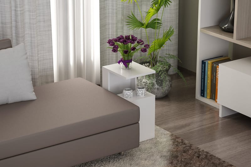 Asillane Sidebord Moderne - Hvid - Lampebord - Bakkebord & små borde