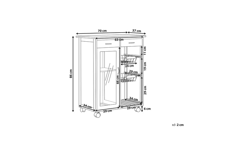 Bernezzo Serveringsvogn 70 cm - Hvid - Møbler - Borde - Aflastningsbord - Bakkebord & små borde