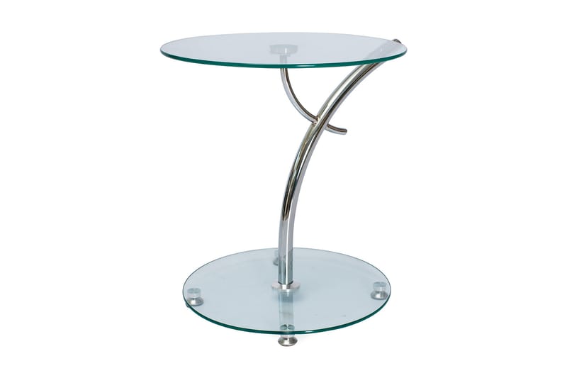 Puntale Sidebord 50 cm Rundt - Glas/Sølv - Lampebord - Semmenfoldeligt bord - Bakkebord & små borde - Spejlbord