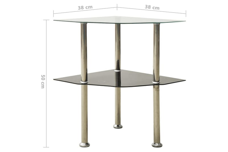 sidebord 2 niveauer 38x38x50 cm hærdet glas - Møbler - Borde - Aflastningsbord - Bakkebord & små borde