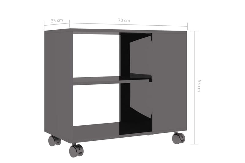 Sidebord 70x35x55 cm Spånplade Grå Højglans - Grå - Møbler - Borde - Aflastningsbord - Bakkebord & små borde