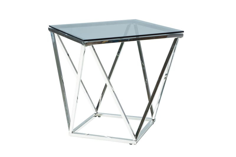 Silvero Sidebord 50 cm - Glas/Sølv - Lampebord - Semmenfoldeligt bord - Bakkebord & små borde - Spejlbord