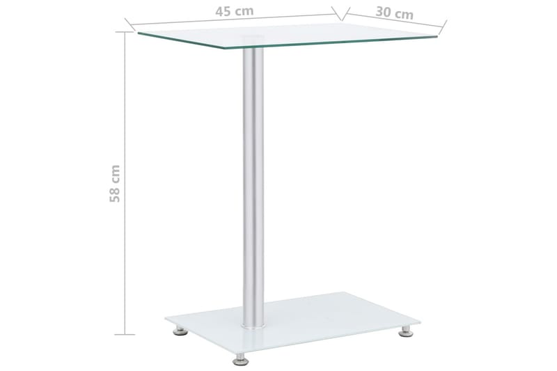 U-formet sidebord 45x30x58 cm hærdet glas transparent - gennemsigtig - Møbler - Borde - Aflastningsbord - Bakkebord & små borde