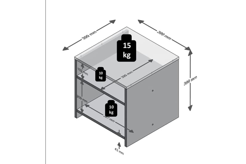 Weihert Sidebord 39 cm - Hvid/Grå - Møbler - Borde - Aflastningsbord - Bakkebord & små borde