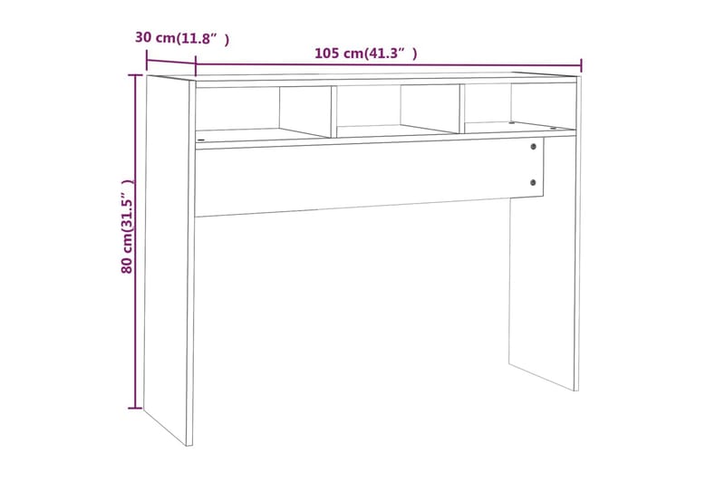 beBasic konsolbord 105x30x80 cm konstrueret træ brun egetræsfarve - Brun - Møbler - Borde - Aflastningsbord - Konsolbord & sidebord