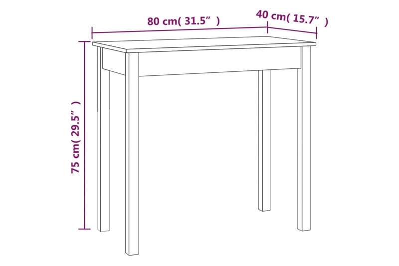 beBasic konsolbord 80x40x75 cm massivt fyrretræ - Brun - Møbler - Borde - Aflastningsbord - Konsolbord & sidebord