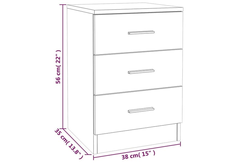 beBasic sengebord 38x35x56 cm konstrueret træ grå sonoma-eg - GrÃ¥ - Møbler - Borde - Aflastningsbord - Sengebord