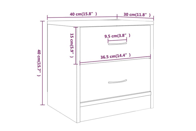 beBasic sengebord 40x30x40 cm konstrueret træ brun egetræsfarve - Brun - Møbler - Borde - Aflastningsbord - Sengebord