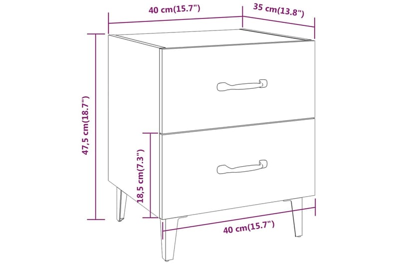 beBasic sengebord 40x35x47,5 cm brun egetræsfarve - Brun - Møbler - Borde - Aflastningsbord - Sengebord