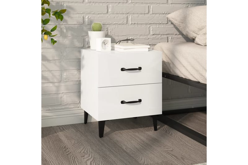 beBasic sengebord 40x35x47,5 cm hvid højglans - Hvid - Møbler - Borde - Aflastningsbord - Sengebord