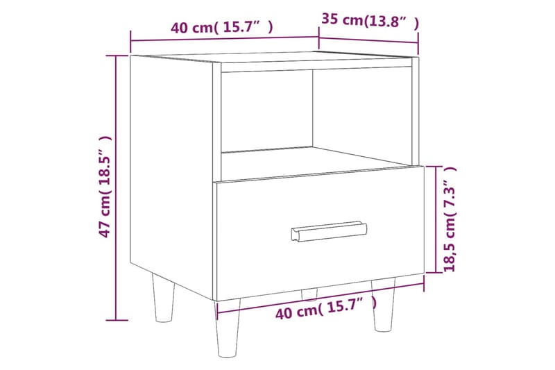 beBasic sengebord 40x35x47 cm brun egetræsfarve - Brun - Møbler - Borde - Aflastningsbord - Sengebord