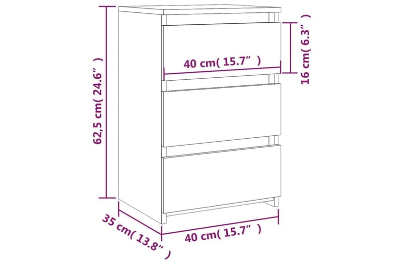 beBasic sengebord 40x35x62,5 cm konstrueret træ brun egetræsfarve - Brun - Møbler - Borde - Aflastningsbord - Sengebord