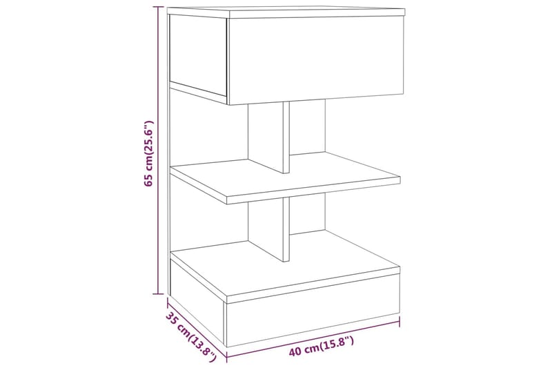 beBasic sengebord 40x35x65 cm konstrueret træ brun egetræsfarve - Brun - Møbler - Borde - Aflastningsbord - Sengebord