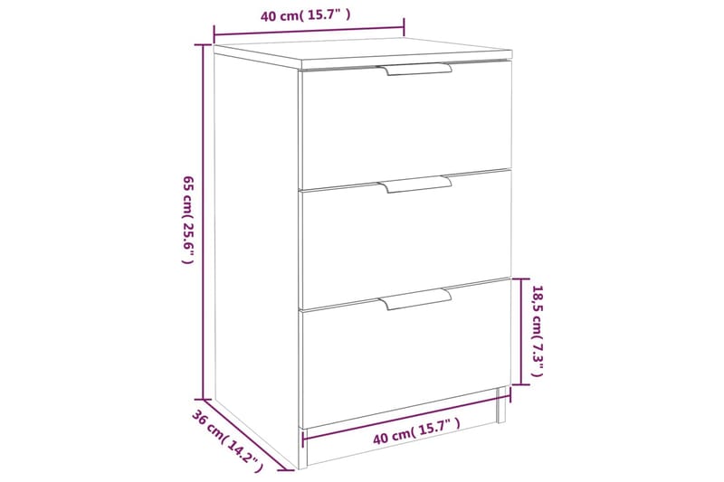 beBasic sengebord 40x36x65 cm betongrå - GrÃ¥ - Møbler - Borde - Aflastningsbord - Sengebord