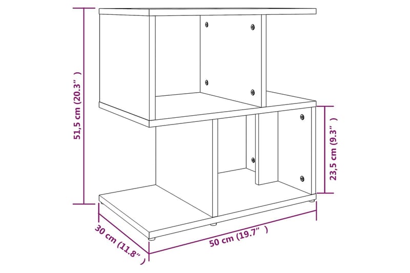 beBasic sengebord 50x30x51,5 cm konstrueret træ grå sonoma-eg - GrÃ¥ - Møbler - Borde - Aflastningsbord - Sengebord