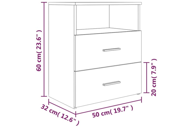 beBasic sengebord 50x32x60 cm grå sonoma-eg - GrÃ¥ - Møbler - Borde - Aflastningsbord - Sengebord