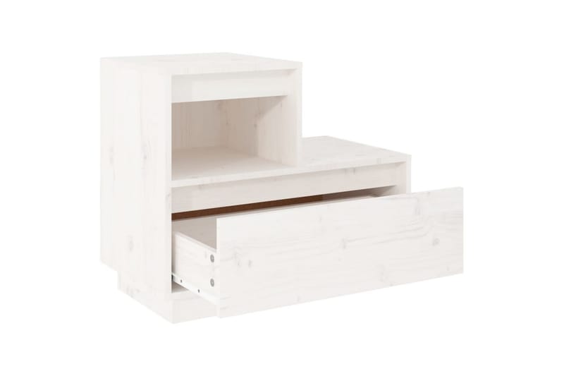 beBasic sengebord 60x34x51 cm massivt fyrretræ hvid - Hvid - Møbler - Borde - Aflastningsbord - Sengebord