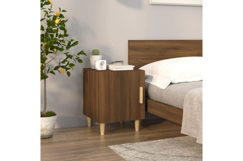 beBasic sengebord konstrueret træ brun egetræsfarve - Brun - Sengebord