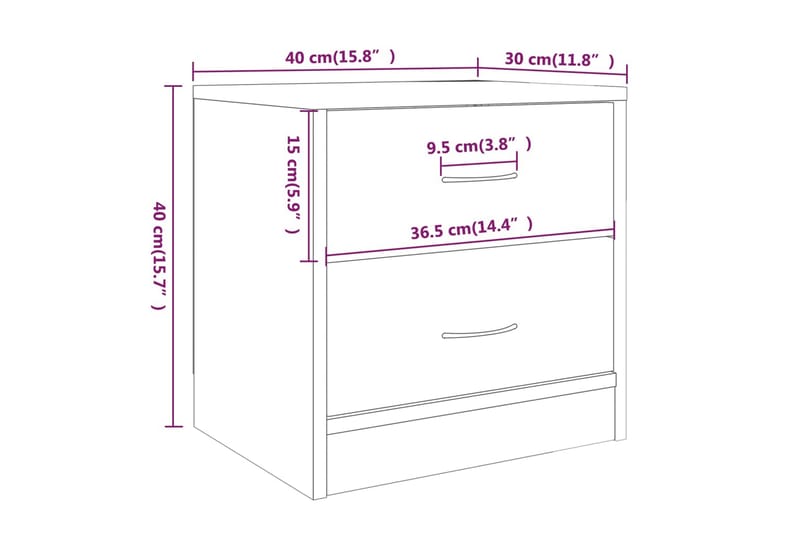 beBasic sengeborde 2 stk. 40x30x40 cm konstrueret træ grå sonoma-eg - GrÃ¥ - Møbler - Borde - Aflastningsbord - Sengebord