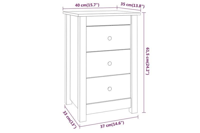 beBasic sengeborde 2 stk. 40x35x61,5 cm massivt fyrretræ - Brun - Møbler - Borde - Aflastningsbord - Sengebord