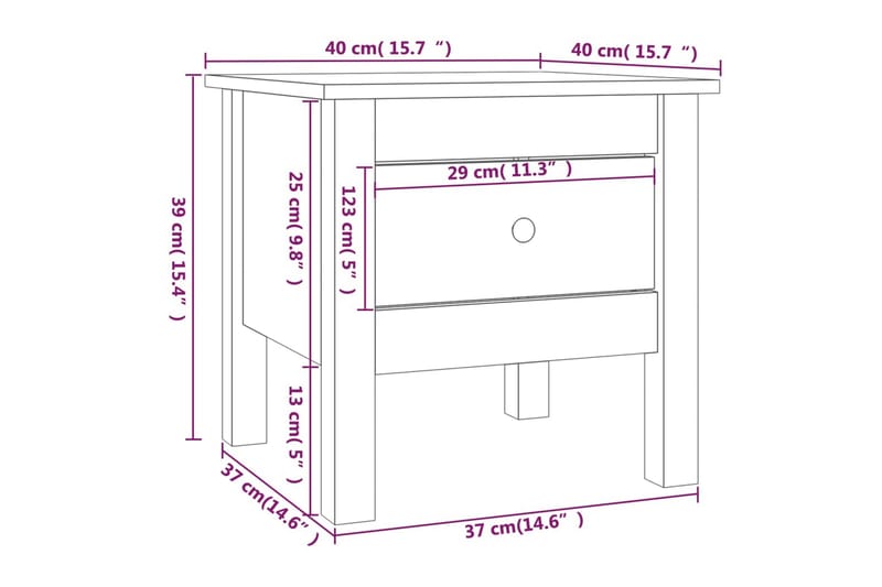 beBasic sidebord 40x40x39 cm massivt fyrretræ hvid - Hvid - Møbler - Borde - Aflastningsbord - Lampebord