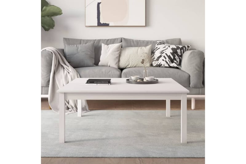 beBasic sofabord 100x100x40 cm massivt fyrretræ hvid - Hvid - Lampebord - Bakkebord & små borde